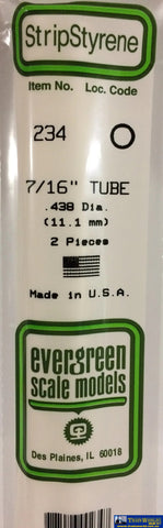 Eve-234 Evergreen Polystyrene (Tube) Opaque White 11.10Mm-(O.d) X 350Mm (2-Pack) Scratchbuild