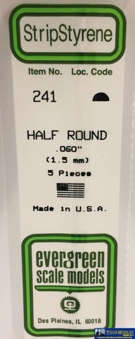 Eve-241 Evergreen Polystyrene (1/2-Round Rod) Opaque White 1.50Mm X 350Mm (5-Pack) Scratchbuild