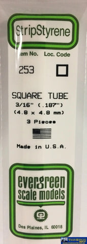 Eve-253 Evergreen Polystyrene (Square-Tube) Opaque White 4.80Mm X 4.80Mm-(O.d) 350Mm (3-Pack)