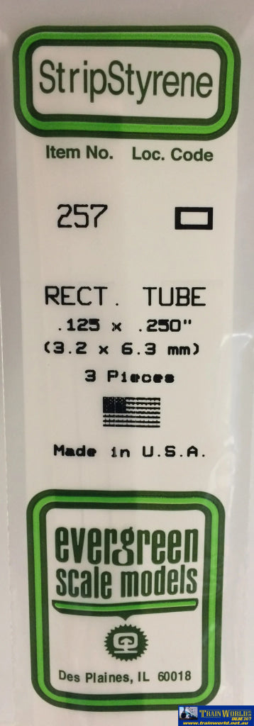 Eve-257 Evergreen Polystyrene (Rectangular-Tube) Opaque White 3.20Mm X 6.30Mm-(O.d) 350Mm (3-Pack)