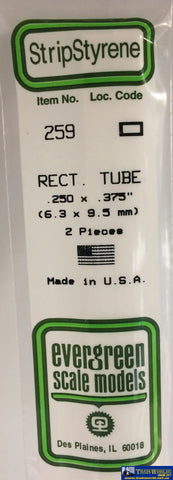 Eve-259 Evergreen Polystyrene (Rectangular-Tube) Opaque White 6.30Mm X 9.50Mm-(O.d) 350Mm (2-Pack)