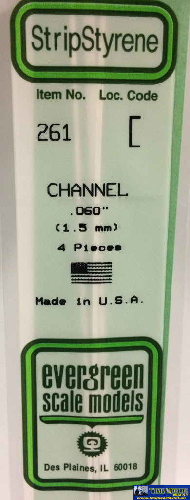 Eve-261 Evergreen Polystyrene (Channel) Opaque White 1.50Mm X 350Mm (4-Pack) Scratchbuild