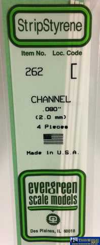 Eve-262 Evergreen Polystyrene (C-Channel) Opaque White 2.00Mm X 350Mm (4-Pack) Scratchbuild