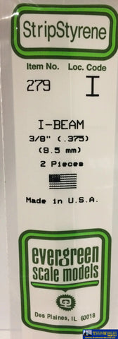 Eve-279 Evergreen Polystyrene (I-Beam) Opaque White 9.50Mm X 350Mm (2-Pack) Scratchbuild