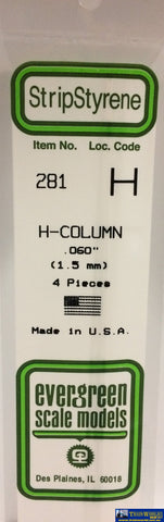 Eve-281 Evergreen Polystyrene (H-Column) Opaque White 1.50Mm X 350Mm (4-Pack) Scratchbuild
