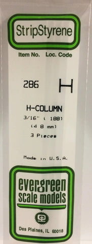 Eve-286 Evergreen Polystyrene (H-Column) Opaque White 4.80Mm X 350Mm (3-Pack) Scratchbuild