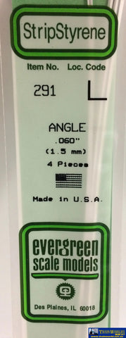 Eve-291 Evergreen Polystyrene (Angle) Opaque White 1.50Mm X 350Mm (4-Pack) Scratchbuild
