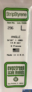 Eve-296 Evergreen Polystyrene (Angle) Opaque White 4.80Mm X 350Mm (3-Pack) Scratchbuild