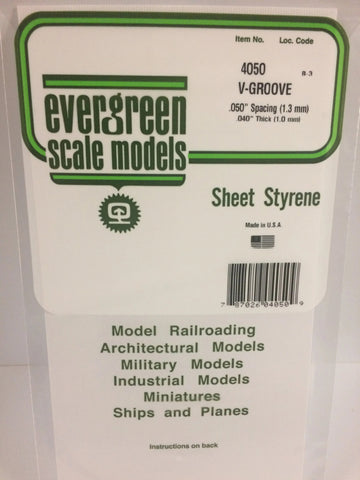 Eve-4050 Evergreen Polystyrene (V-Groove Sheet) Opaque White 1.30Mm-Spacing 1.00Mm-Thick 152Mm X