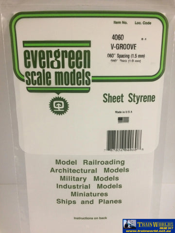 Eve-4060 Evergreen Polystyrene (V-Groove Sheet) Opaque White 1.50Mm-Spacing 1.00Mm-Thick 152Mm X