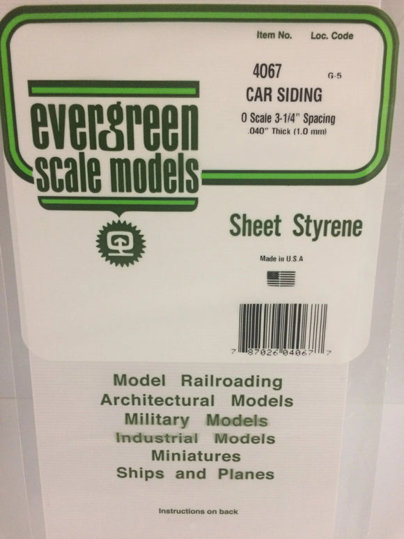 Eve-4067 Evergreen Polystyrene (Freight-Car Siding Sheet) Opaque White (O-Scale) 1.69Mm-Spacing