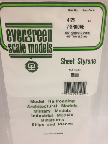 Eve-4125 Evergreen Polystyrene (V-Groove Sheet) Opaque White 3.20Mm-Spacing 1.00Mm-Thick 152Mm X