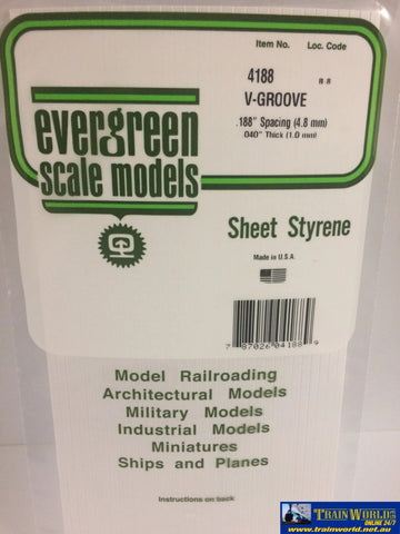 Eve-4188 Evergreen Polystyrene (V-Groove Sheet) Opaque White 4.80Mm-Spacing 1.00Mm-Thick 152Mm X