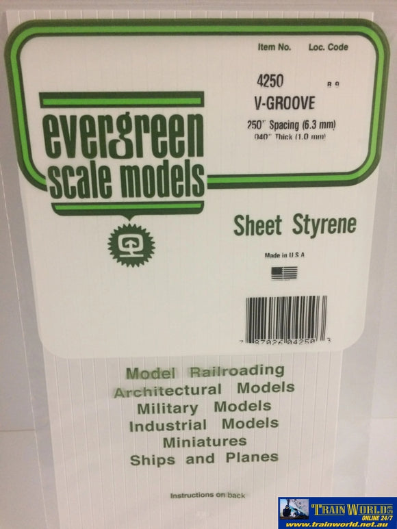 Eve-4250 Evergreen Polystyrene (V-Groove Sheet) Opaque White 6.30Mm-Spacing 1.00Mm-Thick 152Mm X