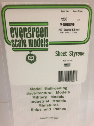 Eve-4250 Evergreen Polystyrene (V-Groove Sheet) Opaque White 6.30Mm-Spacing 1.00Mm-Thick 152Mm X
