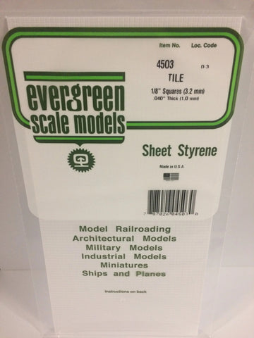 Eve-4503 Evergreen Polystyrene (Tile-Sheet) Opaque White 3.20Mm-Squares 1.00Mm-Thick X 152Mm 305Mm