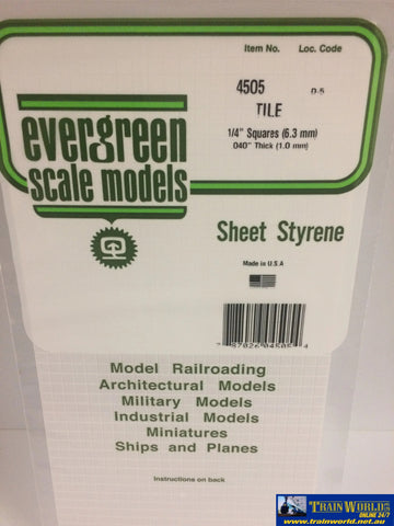 Eve-4505 Evergreen Polystyrene (Tile-Sheet) Opaque White 6.30Mm-Squares 1.00Mm-Thick X 152Mm 305Mm