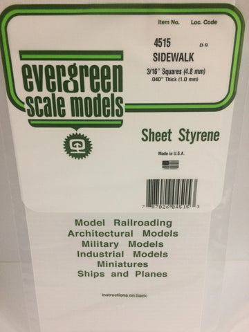 Eve-4515 Evergreen Polystyrene (Sidewalk-Sheet) Opaque White 4.80Mm-Squares 1.00Mm-Thick X 152Mm