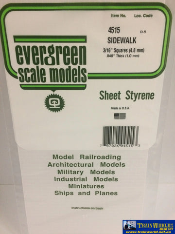 Eve-4515 Evergreen Polystyrene (Sidewalk-Sheet) Opaque White 4.80Mm-Squares 1.00Mm-Thick X 152Mm