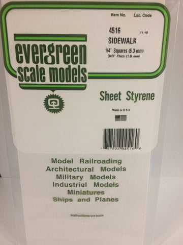 Eve-4516 Evergreen Polystyrene (Sidewalk-Sheet) Opaque White 6.30Mm-Squares 1.00Mm-Thick X 152Mm