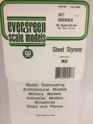 Eve-4517 Evergreen Polystyrene (Sidewalk-Sheet) Opaque White 9.50Mm-Squares 1.00Mm-Thick X 152Mm