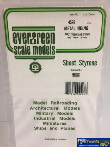 Eve-4528 Evergreen Polystyrene (Metal Corrugated-Siding Sheet) Opaque White 2.00Mm-Spacing