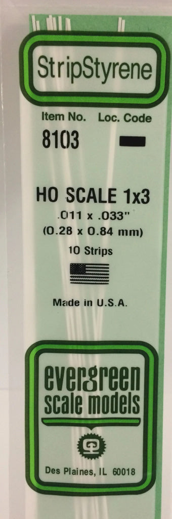 Eve-8103 Evergreen Polystyrene (Strip) Opaque White 0.30Mm X 0.85Mm 350Mm (Ho-Scale 1 3) 10-Pack