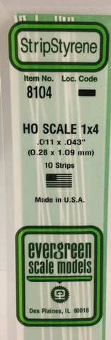 Eve-8104 Evergreen Polystyrene (Strip) Opaque White 0.30Mm X 1.10Mm 350Mm (Ho-Scale 1 4) 10-Pack