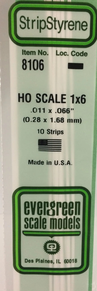 Eve-8106 Evergreen Polystyrene (Strip) Opaque White 0.30Mm X 1.70Mm 350Mm (Ho-Scale 1 6) 10-Pack