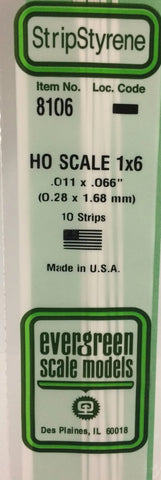 Eve-8106 Evergreen Polystyrene (Strip) Opaque White 0.30Mm X 1.70Mm 350Mm (Ho-Scale 1 6) 10-Pack