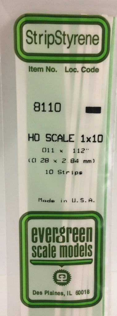 Eve-8110 Evergreen Polystyrene (Strip) Opaque White 0.30Mm X 2.85Mm 350Mm (Ho-Scale 1 10) 10-Pack