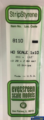 Eve-8110 Evergreen Polystyrene (Strip) Opaque White 0.30Mm X 2.85Mm 350Mm (Ho-Scale 1 10) 10-Pack