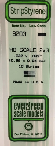 Eve-8203 Evergreen Polystyrene (Strip) Opaque White 0.60Mm X 0.85Mm 350Mm (Ho-Scale 2 3) 10-Pack