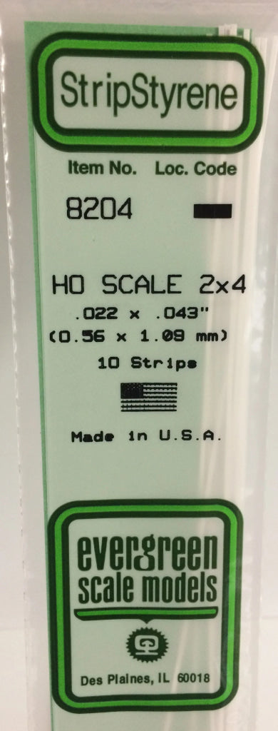 Eve-8204 Evergreen Polystyrene (Strip) Opaque White 0.60Mm X 1.10Mm 350Mm (Ho-Scale 2 4) 10-Pack