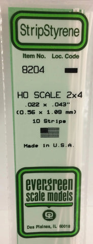 Eve-8204 Evergreen Polystyrene (Strip) Opaque White 0.60Mm X 1.10Mm 350Mm (Ho-Scale 2 4) 10-Pack