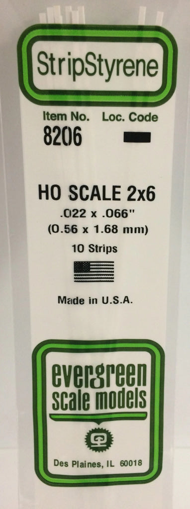 Eve-8206 Evergreen Polystyrene (Strip) Opaque White 0.60Mm X 1.70Mm 350Mm (Ho-Scale 2 6) 10-Pack