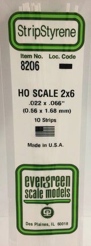 Eve-8206 Evergreen Polystyrene (Strip) Opaque White 0.60Mm X 1.70Mm 350Mm (Ho-Scale 2 6) 10-Pack