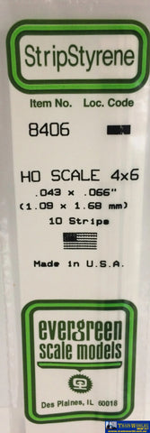 Eve-8406 Evergreen Polystyrene (Strip) Opaque White 1.10Mm X 1.70Mm 350Mm (Ho-Scale 4 6) 10-Pack