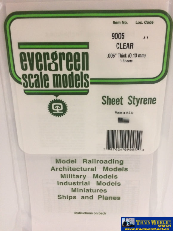 Eve-9005 Evergreen Polystyrene (Plain-Sheet) Clear 0.13Mm X 152Mm 305Mm (3-Pack) Scratchbuild
