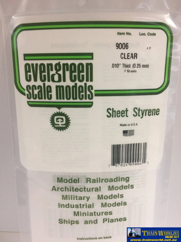 Eve-9006 Evergreen Polystyrene (Plain-Sheet) Clear 0.25Mm X 152Mm 305Mm (2-Pack) Scratchbuild
