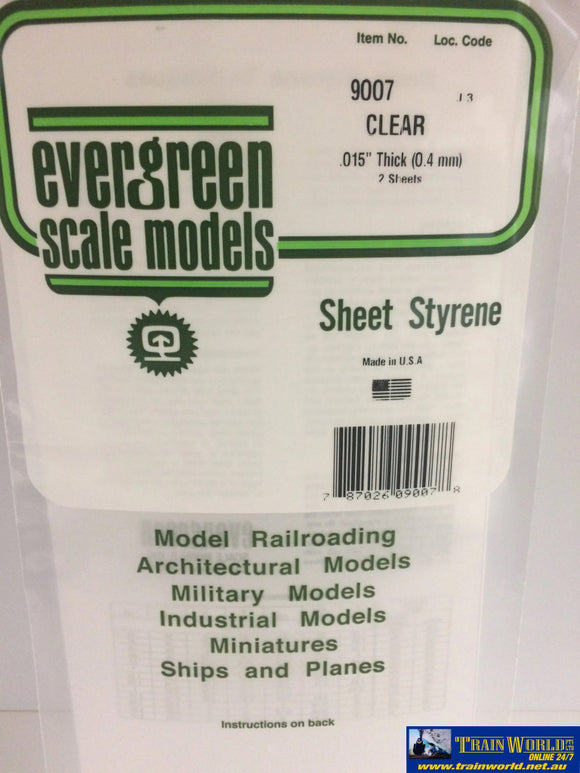 Eve-9007 Evergreen Polystyrene (Plain-Sheet) Clear 0.40Mm X 152Mm 305Mm (2-Pack) Scratchbuild