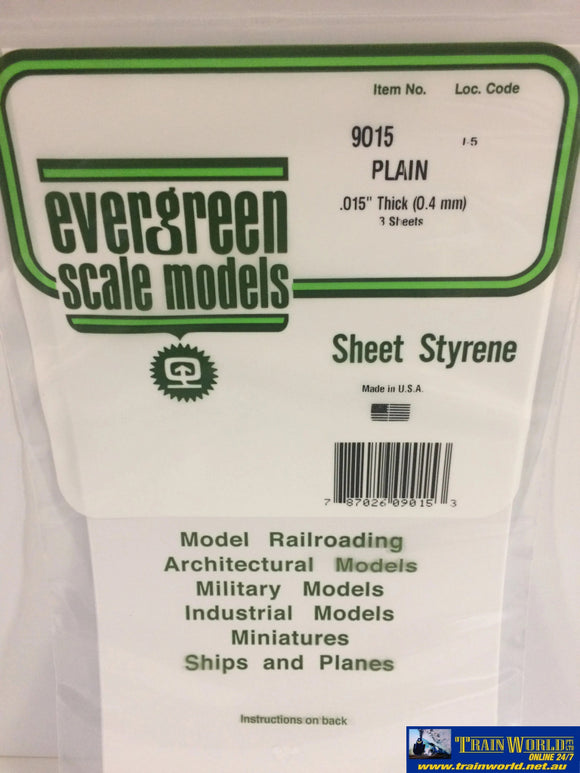 Eve-9015 Evergreen Polystyrene (Plain-Sheet) Opaque White 0.40Mm X 152Mm 305Mm (3-Pack) Scratchbuild