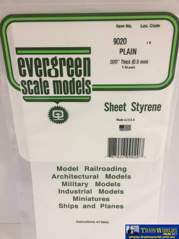 Eve-9020 Evergreen Polystyrene (Plain-Sheet) Opaque White 0.50Mm X 152Mm 305Mm (3-Pack) Scratchbuild