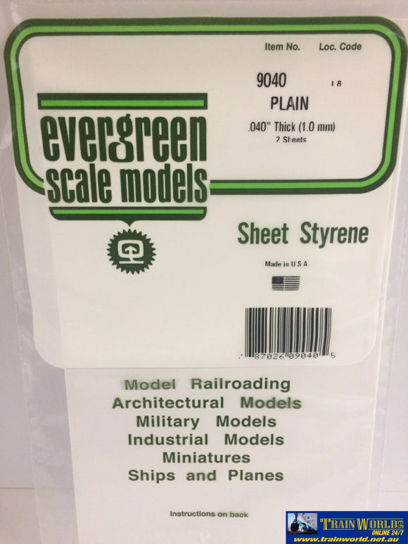 Eve-9040 Evergreen Polystyrene (Plain-Sheet) Opaque White 1.00Mm X 152Mm 305Mm (2-Pack) Scratchbuild