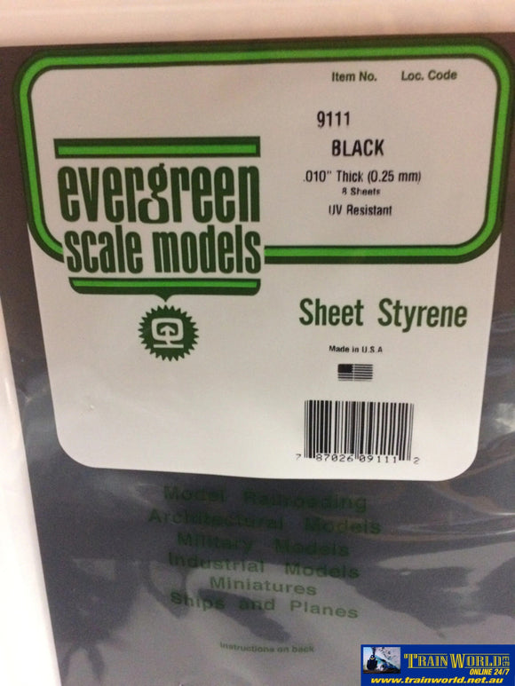 Eve-9511 Evergreen Polystyrene (Plain-Sheet) Black 0.25Mm X 152Mm 305Mm (4-Pack) Scratchbuild