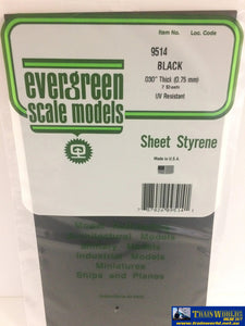 Eve-9514 Evergreen Polystyrene (Plain-Sheet) Black 0.75Mm X 152Mm 305Mm (2-Pack) Scratchbuild