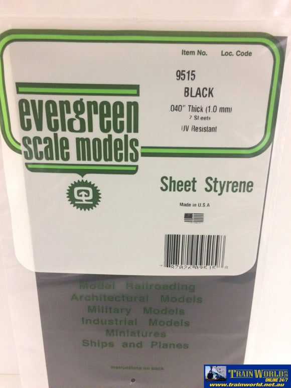 Eve-9515 Evergreen Polystyrene (Plain-Sheet) Black 1.00Mm X 152Mm 305Mm (2-Pack) Scratchbuild