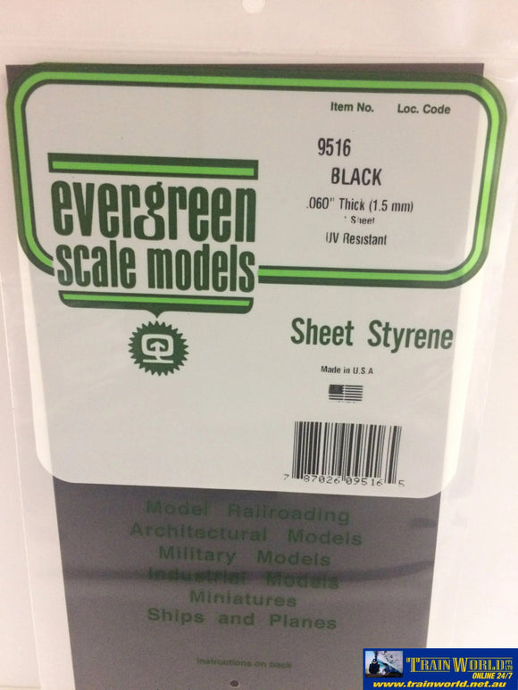 Eve-9516 Evergreen Polystyrene (Plain-Sheet) Black 1.50Mm X 152Mm 305Mm (Single-Sheet) Scratchbuild