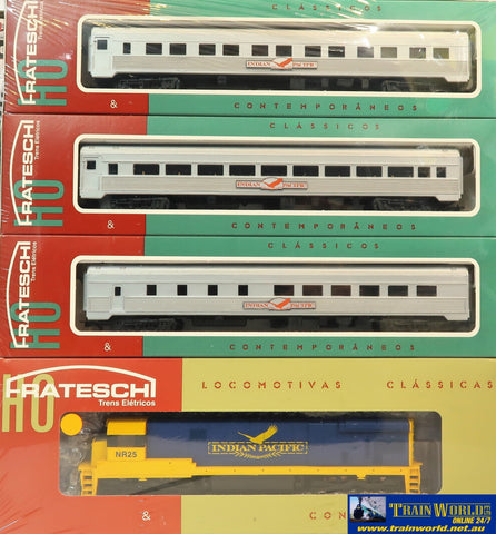 Fra-Ipset Frateschi Train-Pack Indian Pacific Locomotive X1 & 3-Coaches Ho-Scale Dc-Hardwire