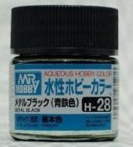 Gsi-H028 Gsi Creos Mr.hobby Aqueous Acrylic (Water) Paint Gloss H028 Metallic-Black 10Ml